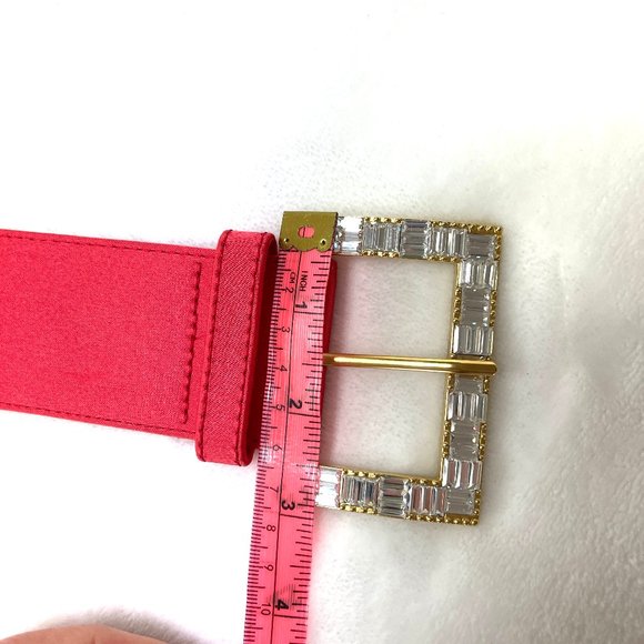Auc ST.John NWOT Swarowski crystals wide silk/leather Red belt 44737 - Picture 6 of 11